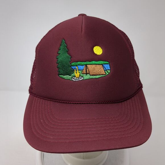 Luna Basics Snapback Trucker Hat Red OS Adjustable Embroidered Mesh Back Rope - Picture 2 of 8